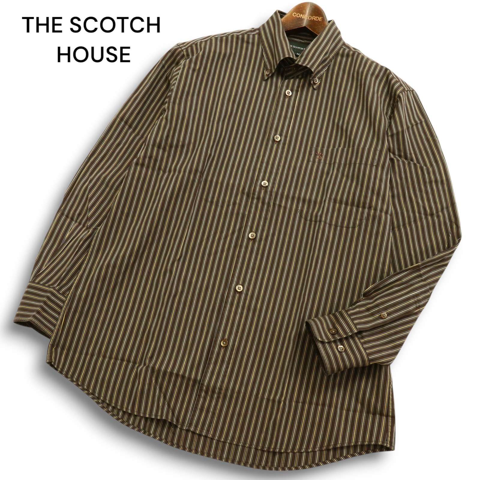 THE SCOTCH HOUSE スコッチハウス 通年 ロゴ刺繍★ コットン ニット セーター Sz.L メンズ