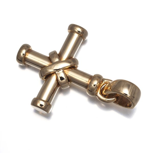 ブルガリ BVLGARI パッソドッピオ クロス ネックレス 750YG/SS