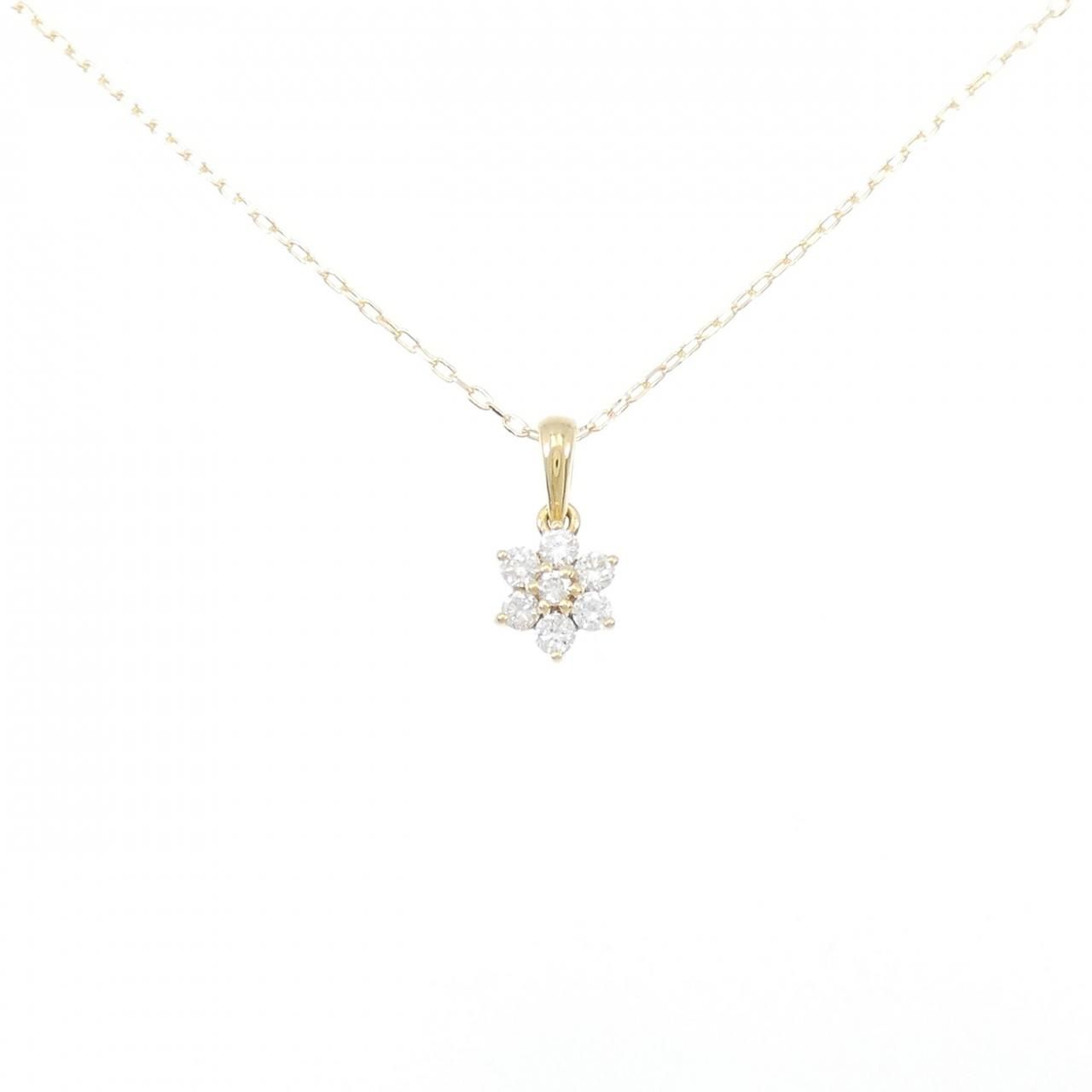 K18YG フラワー ダイヤモンド ネックレス 0.27CT - メルカリ