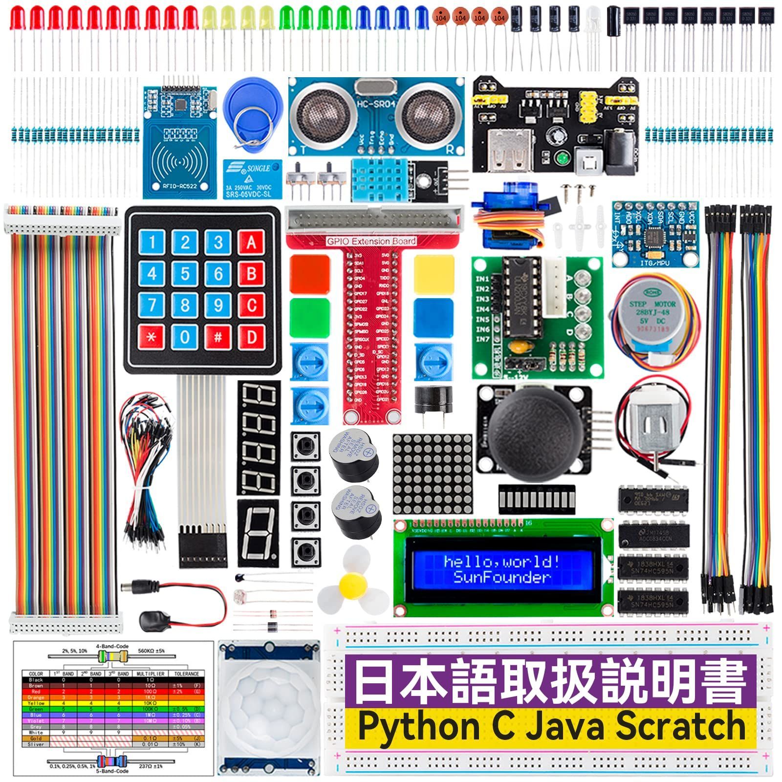 商品 SunFounder Raspberry pi 用のスターター電子工作キット ラズパイプログラミング オンライン日本語説明書800 ページ詳細な教本と豊富なレッスン Raspberry pi 5|4B|3B |3B|400|3A |2B|1B