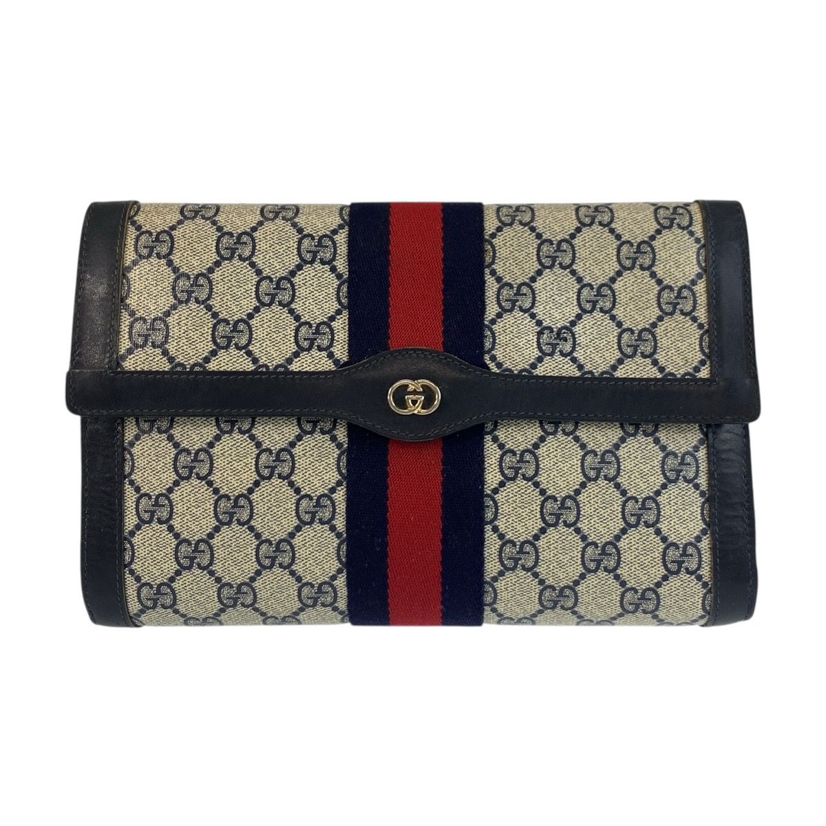 美品 GUCCI グッチ シェリーライン グレー ネイビー GGスプリーム