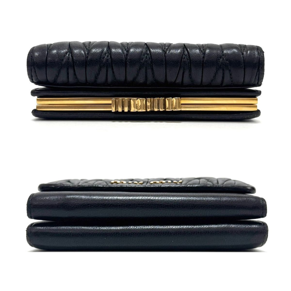 ミュウミュウ 三つ折り財布 コンパクトウォレット wallet 黒 ブラック 