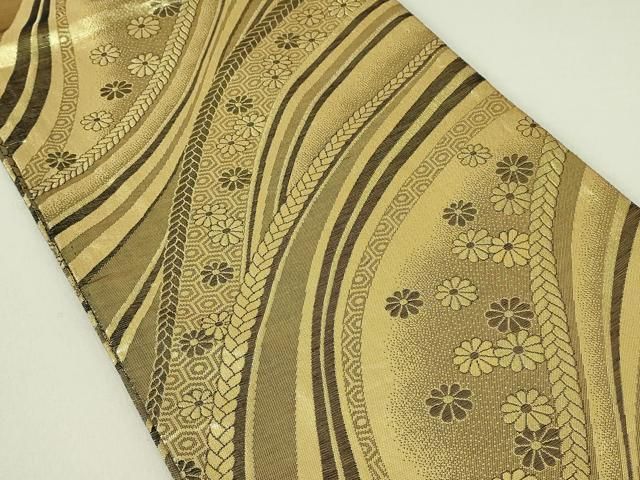 平和屋着物◎佐賀錦 両面 六通柄袋帯 鳳凰花文 金銀糸 正絹 逸品
