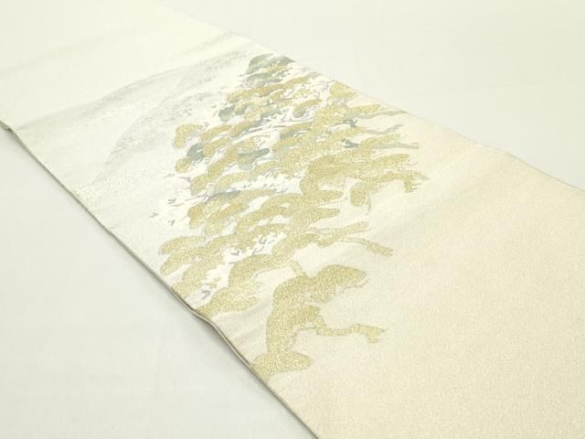 平和屋着物○爪掻き本綴れ 太鼓柄袋帯 風景花松文 金銀糸 やまと誂製