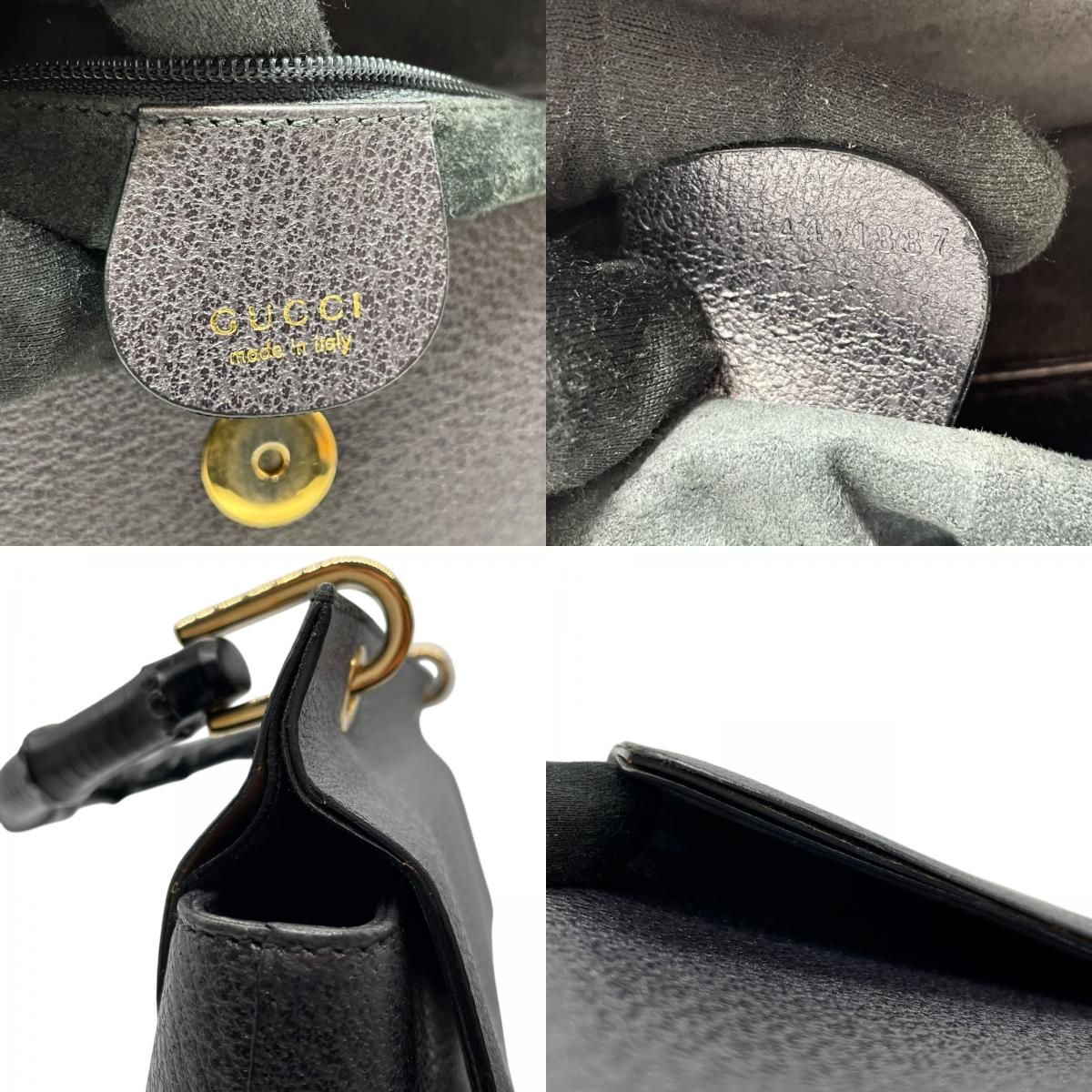 美品 GUCCI グッチ バンブー ハンドバッグ レザー 本革 ブラック 黒 