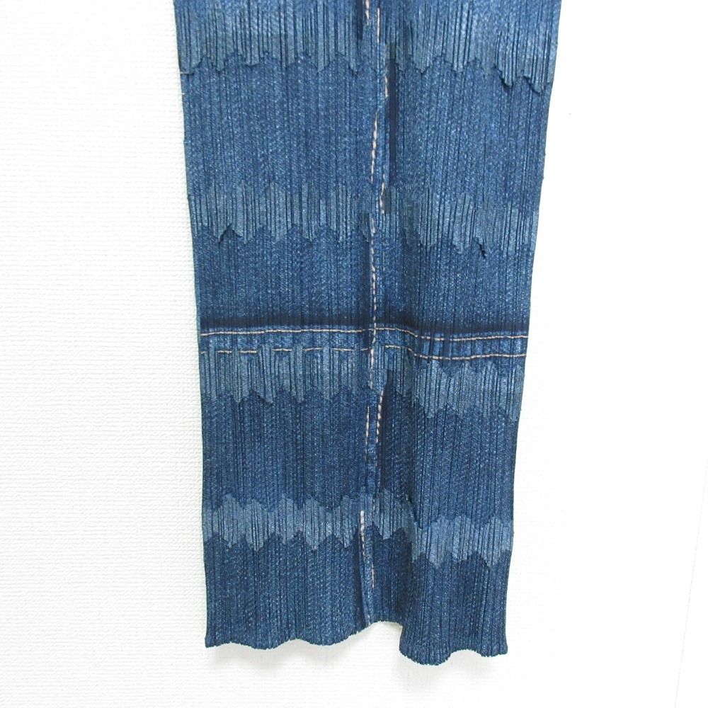 美品 PLEATS PLEASE プリーツプリーズ イッセイミヤケ デニム転写 