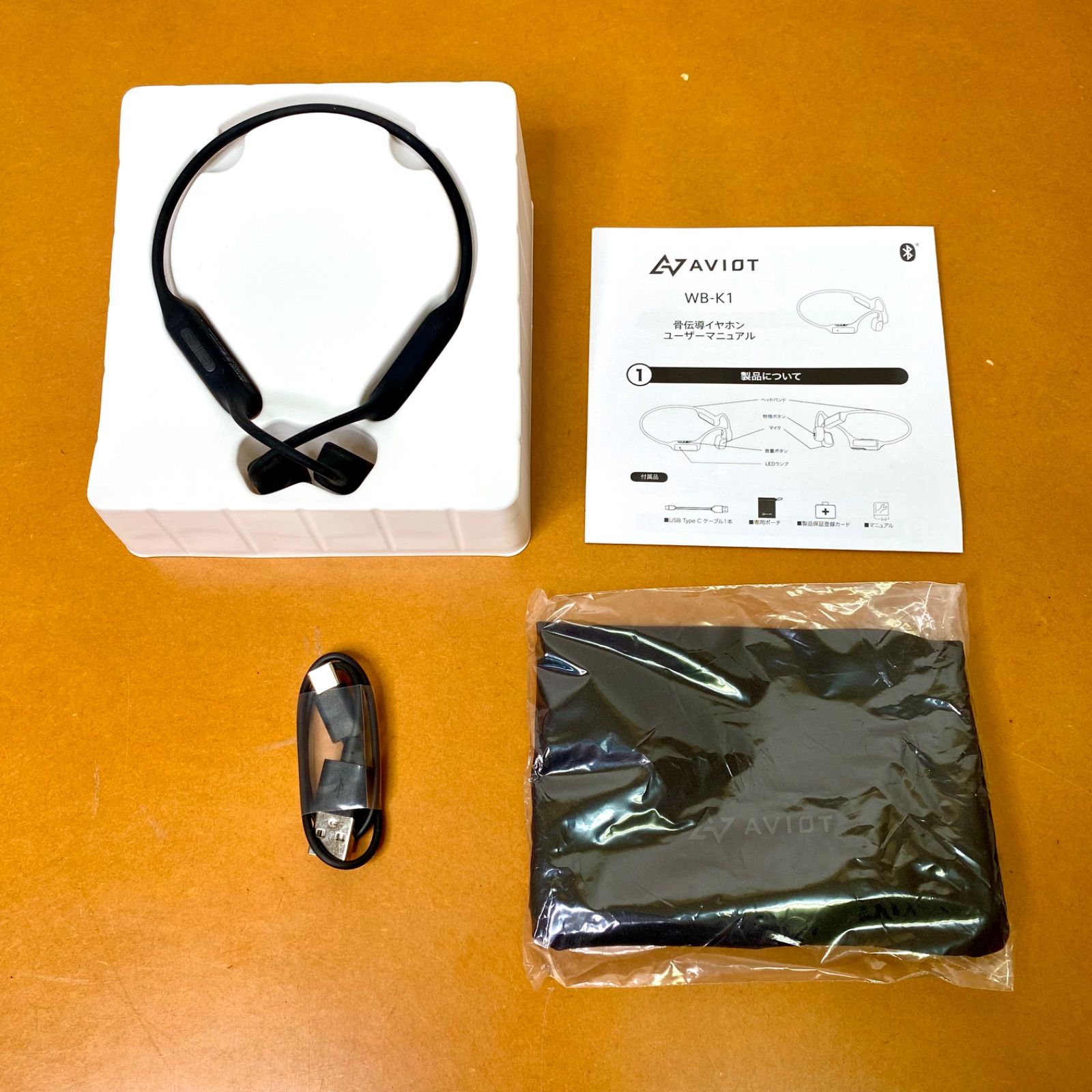 AVIOT 骨伝導イヤホン WB-K1-BK ブラック 黒 ワイヤレス Bluetooth 