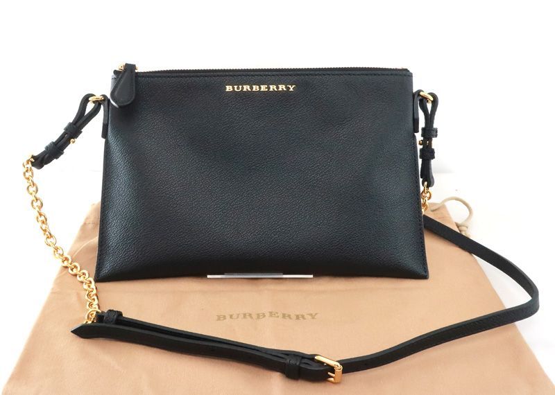 未使用 バーバリー BURBERRY レザー チェーン ショルダーバッグ 斜