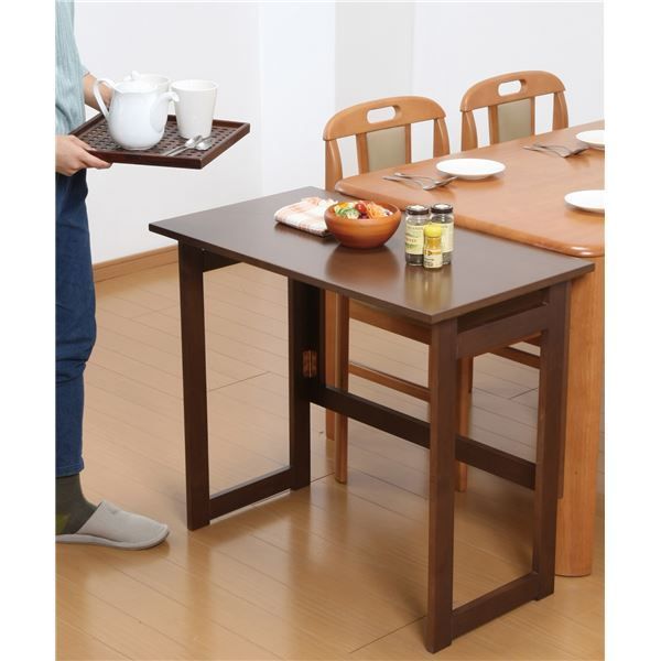 天然木折りたたみテーブル 高さ55cm ブラウン 完成品