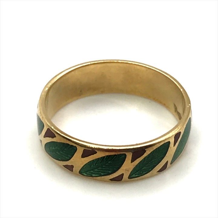 美品 MASRIERA マリエラ 七宝 リーフ 750刻印 K18 9号 3g レディース