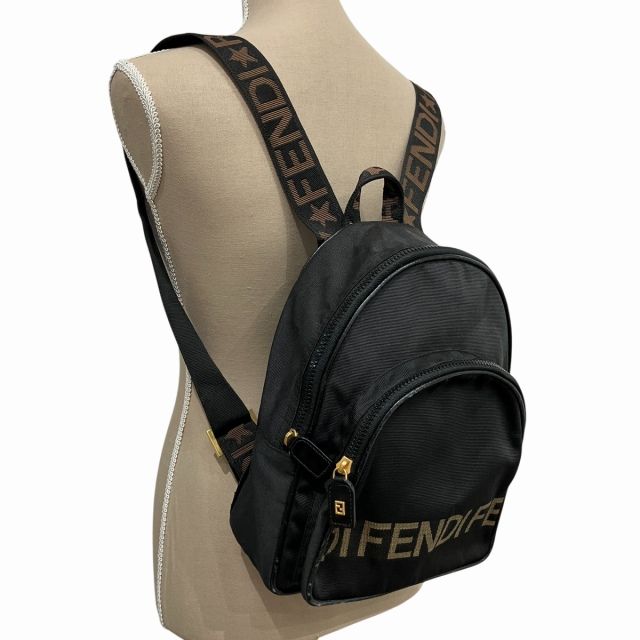 フェンディ FENDI リュックサック デイパック ロゴライン キャンバス