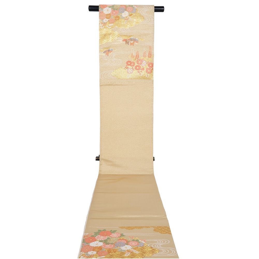 礼装用 袋帯 正絹 金 オシドリ 菊 梅 藤 菱文 七宝文 雲 Mサイズ