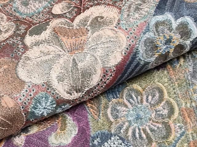 平和屋着物□極上 山岡古都・古都染人 染織美術品 薬墨染 天目織 お召