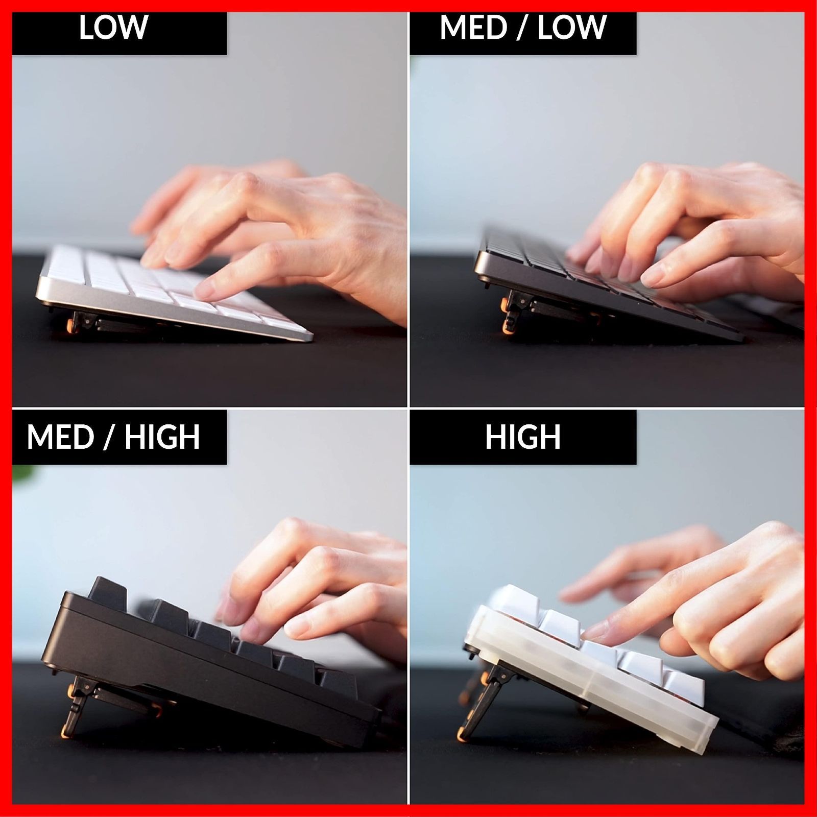 商品 Pro キーボードスタンド パソコン Flip ノートPC 4段階 高さ 角度調整 キーボードに合わせて幅調整可 ESC 滑り止め付 貼り直しOK 人間工学的デザイン ゲーミング