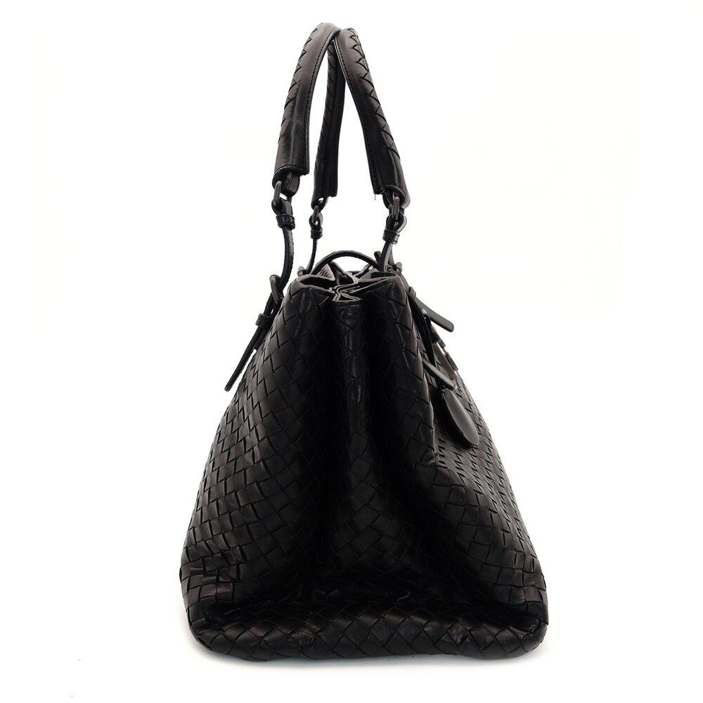 ボッテガヴェネタ Bottega Veneta イントレチャート ローマ トートバッグ レザー ブラック 黒 ビジネス 7-9-638 DECORATOM_COM_BR