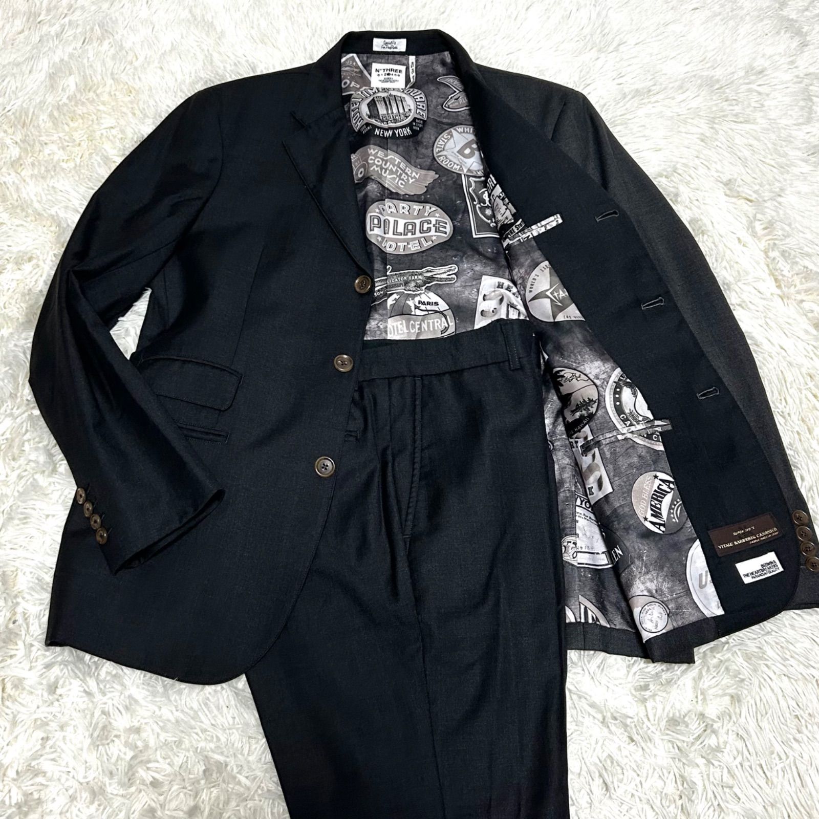 bedwin-the heartbreakers CANONICO カノニコ スーツセットアップ 裏地総柄 サイズ3 L相当 スリーボタン 3ボタン バイカラー