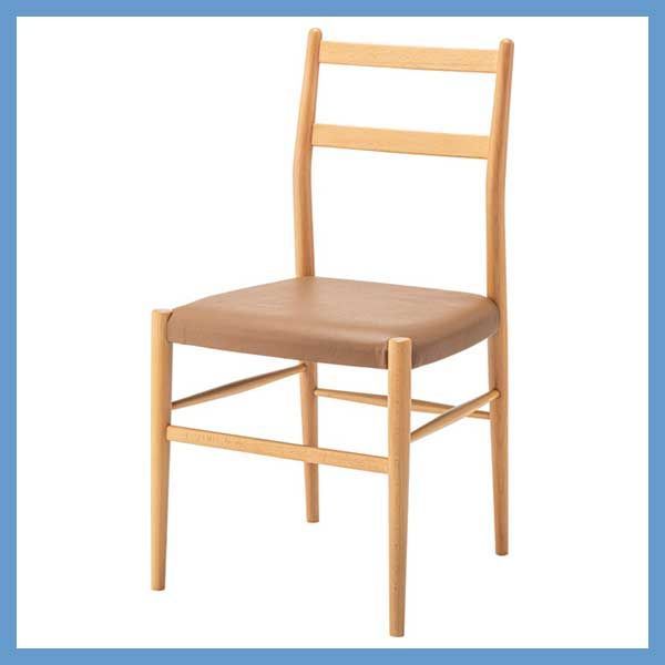 ２脚セット 天然木 ビーチ のダイニングチェア 合皮座面 アームレス No.930 W46×D46.5×H84×SH45cm ナチュラル