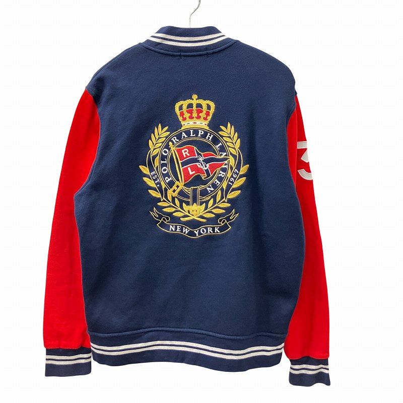 ラルフローレン レッド ベージュ ロゴ刺繍 ジャケット ブルゾン ポリジャケット ポロ ラルフローレン POLO RALPH LAUREN スタジャン ジャケット