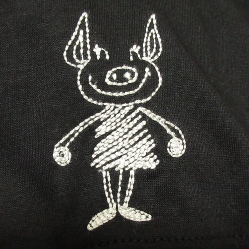 【美品】OLLEBOREBLA アルベロベロ パンツ　刺繍風プリント　フリル 美品】OLLEBOREBLA アルベロベロ パンツ 刺繍風プリント フリル