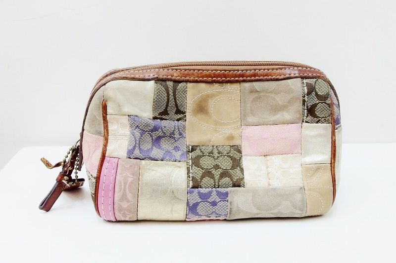 【201025】COACH コーチ  シグネチャー パッチワーク デザイン ポーチ マルチ