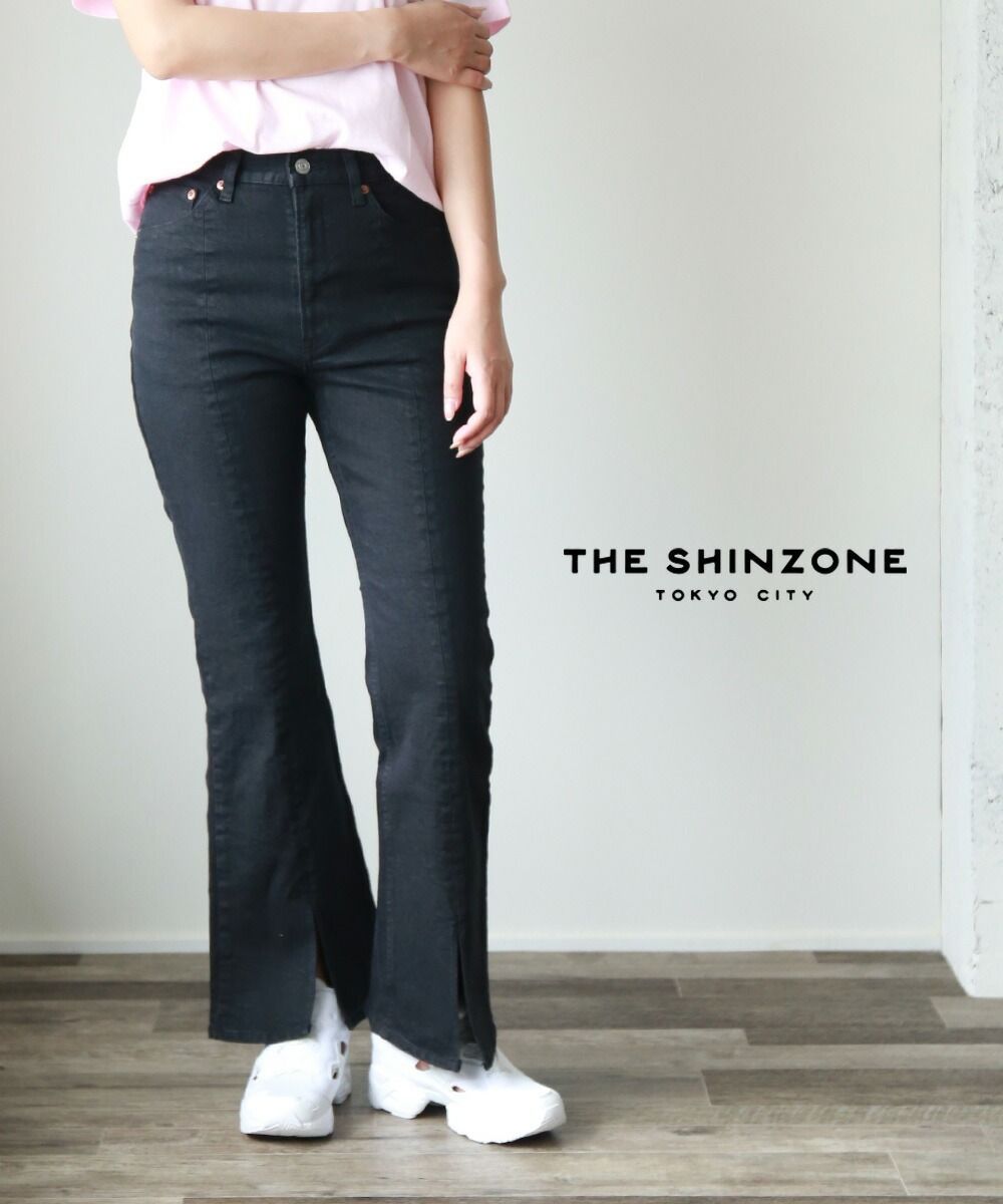 ザ シンゾーン THE SHINZONE デニム パンツ ジーンズ デニムパンツ ボトムス 伸縮性 ストレッチ フ ブラック 黒 スリット カジュアル 大人 20AMSPA66-4432101 レディース ◎