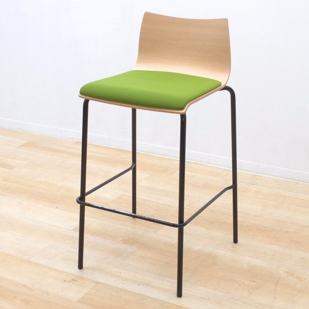 UCHIDA 内田洋行 RBK-2HB ハイチェア グリーン 木目 ハイカウンター カウンターチェア H930 カフェ スタッキング EG14092 オフィス家具