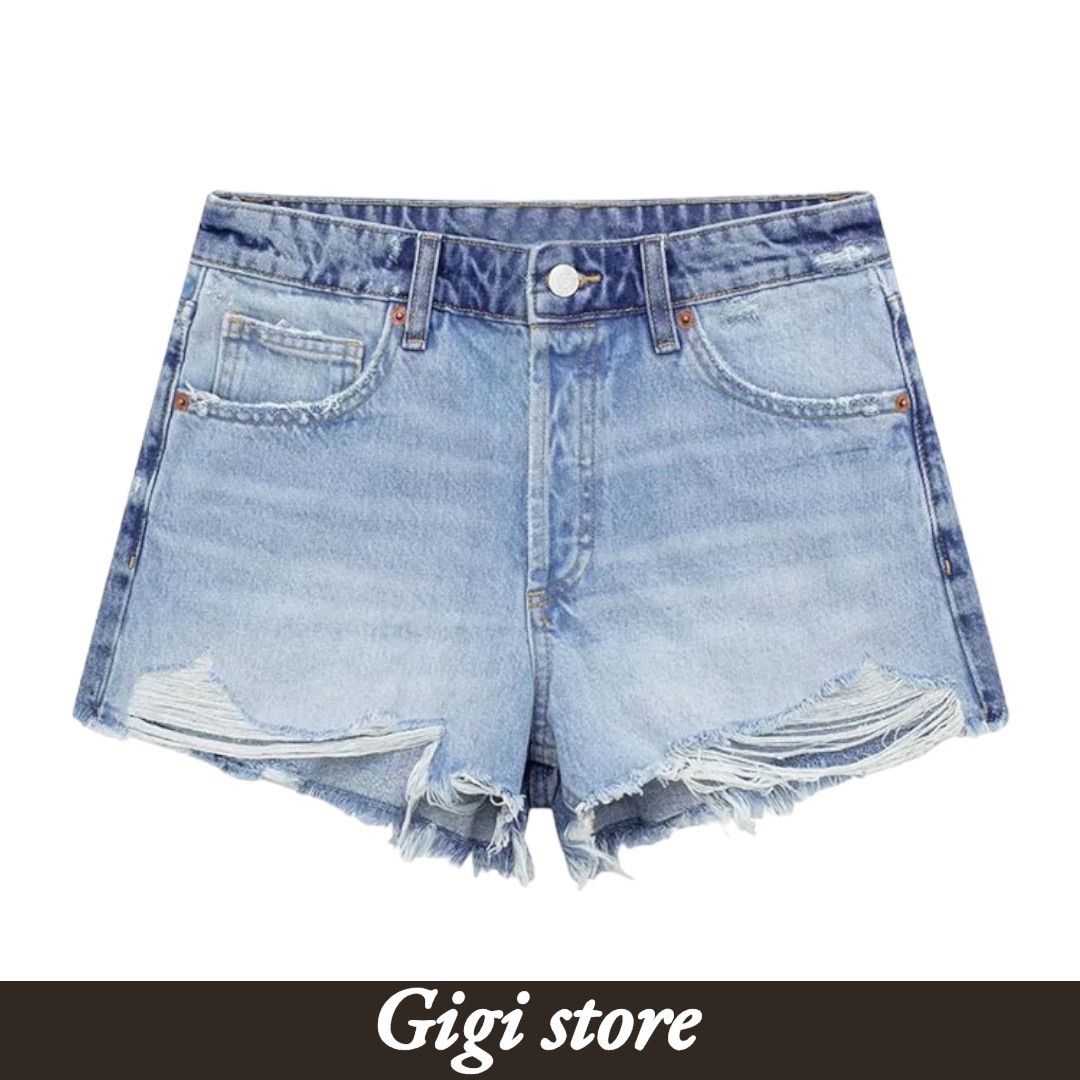 【新品未使用】ACLENTダメージデニムショートパンツ 新品未使用】ACLENTダメージデニムショートパンツ