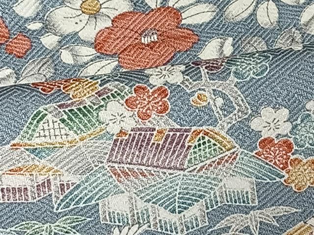 平和屋着物○上質な小紋 雪輪花文 正絹 逸品 AABD6214cs 平和屋着物