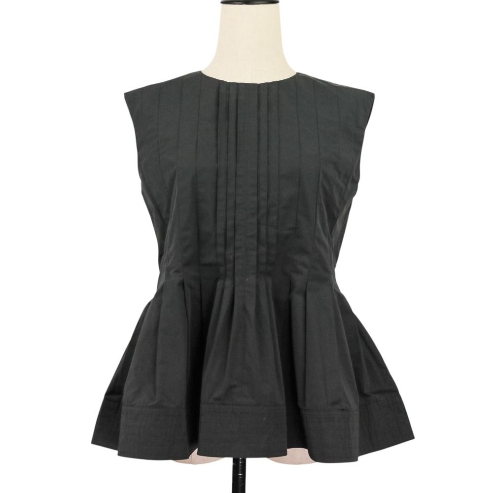 美品 24AW Drawers ドゥロワー FALL1 タックフレア ペプラムブラウス  