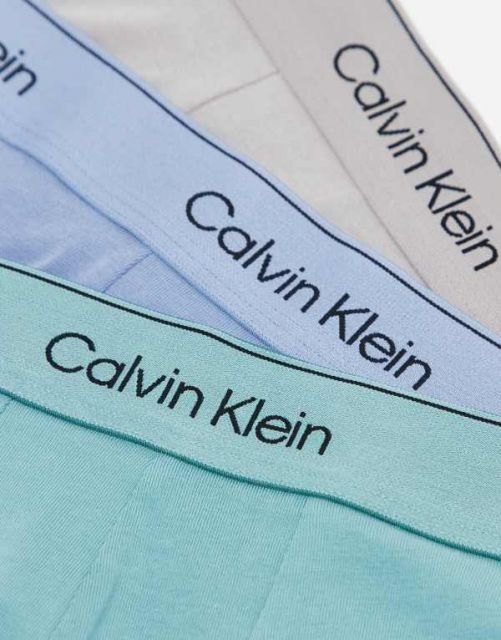 カルバンクライン メンズ トランクス アンダーウェア Calvin Klein modern cotton trunks 3 pack in beige blue green