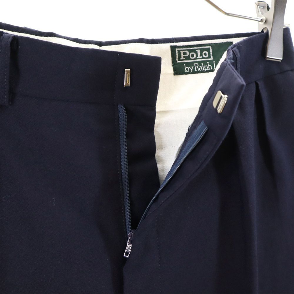 Ralph Lauren 80s ポロバイラルフローレン 緑タグ Polo by ウールスラックス ツータック チェック 古着 緑 ウール 0 スラックスパンツ 大文字タグ