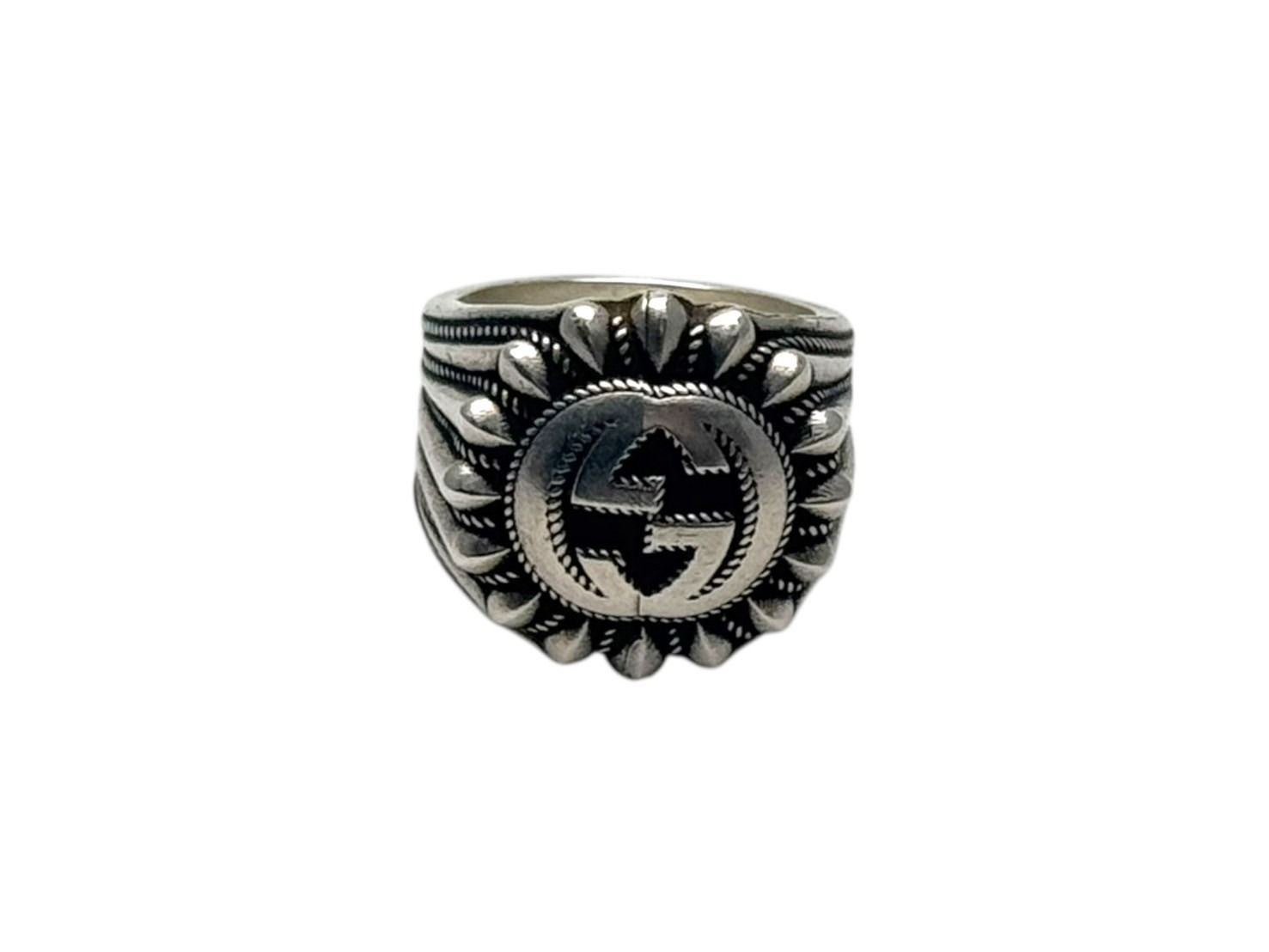 GUCCI グッチ インターロッキングG スターリング 指輪 イタリア製 シルバー925 21.5g サイズ13号 4b002393