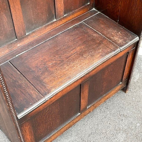 イギリスアンティーク ホールスタンド ベンチ・ミラー付き 玄関用ハンガー