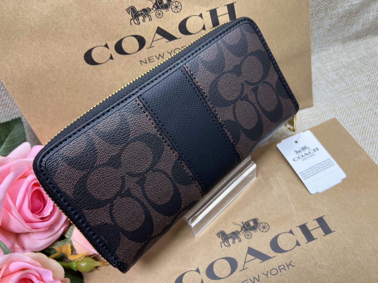 COACH コーチ 長財布 シグネチャー アコーディオン ジップ 新品 未使用-