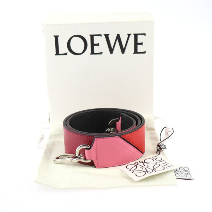 LOEWE ロエベ デグレード パズル バンドリエール 90 ショルダーストラップ 125.99UR71 クラシックカーフスキン ピンク×レッド× パープル×ブラック シルバー金具 替えストラップ 【本物保証】 - メルカリ