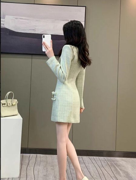 大人気❤️ ツイード ワンピース 長袖 デート&ディナーに最適 - メルカリ 