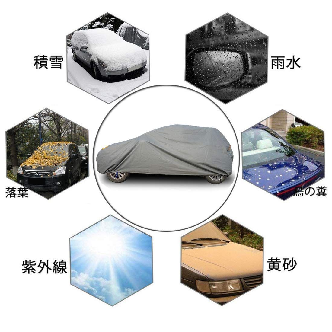 【数量限定】ボディーカバー 不織布 車カバー SUV車対応 裏起毛 4層構造 防 数量限定】カーカバー 四季対応 防水防塵防輻射紫外線 4層構造 (445