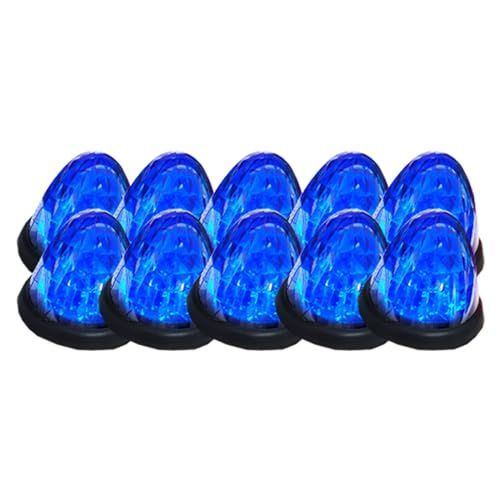 ブルー WELLVIE サイドマーカー LED 24V 10個セット 汎用 防水 16連 マーカーランプ クリスタルカットリフレクター搭載 クリアレンズ バスマーカー (ブルー)