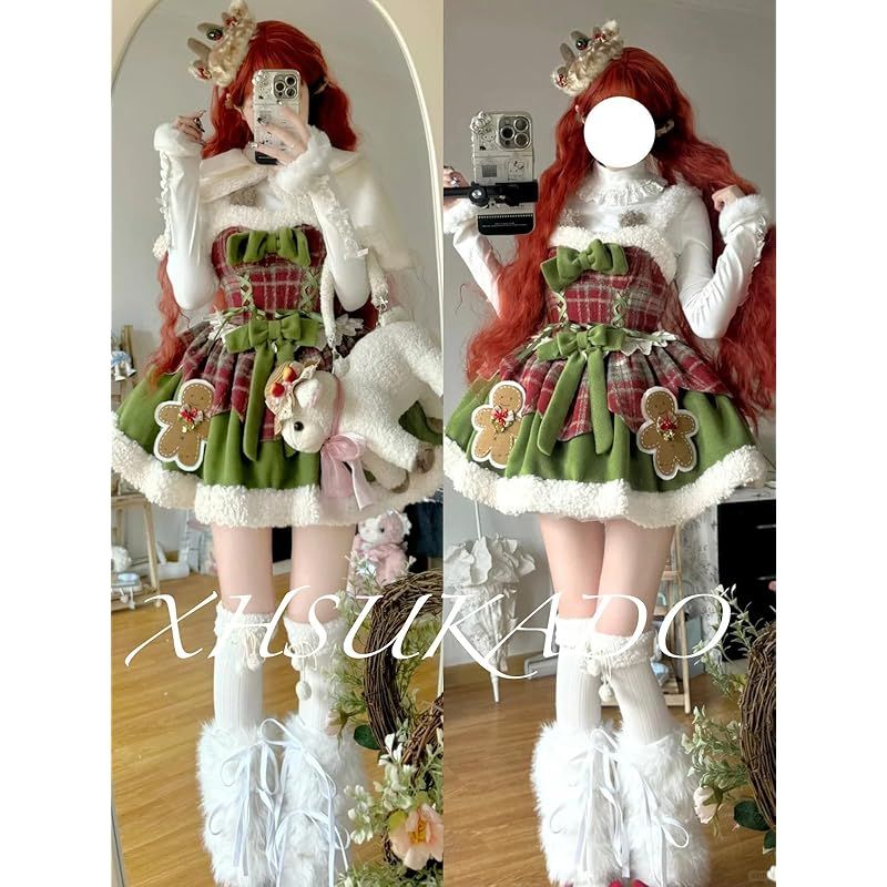 高感度な ＸＨＳＵＫＡＤＯ 3点セット サンダ レディース ワンピース コート トップス マント 吊りスカート リボン 地雷系 量産型 刺繍 セットアップ ガーリー系 ロリータ モコモコ コスプレ ゴスロリ 夢かわいい 厚手 女の子 少女 大人 春 秋 1 圧倒的な商品数を誇る本店!