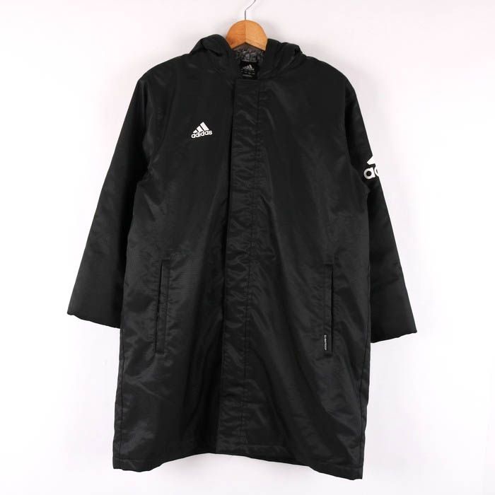 美品lotto ベンチコート黒 フード付き パデッドコート　メンズ adidas アディダス メンズ ベンチコート M スーパーロング パ