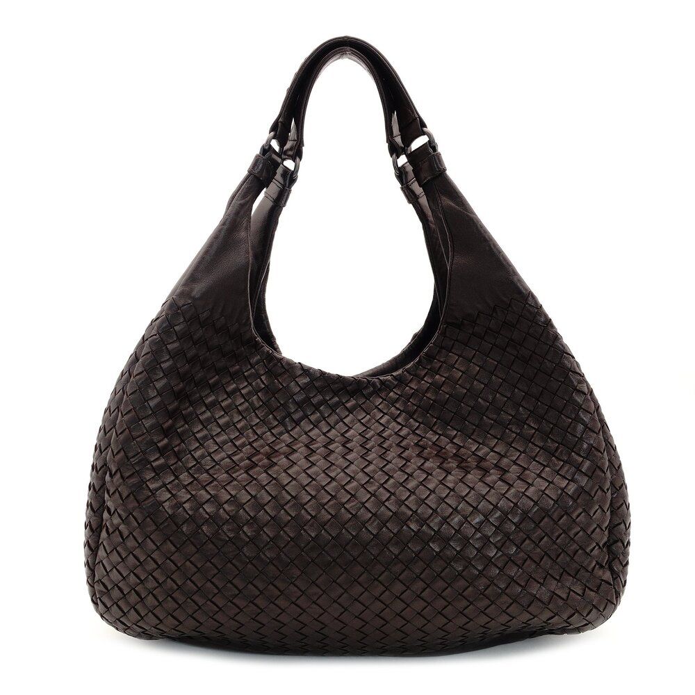 ボッテガヴェネタ Bottega Veneta イントレチャート カンパーナ ショルダーバッグ レザー ブラウン 茶色 7-9-435