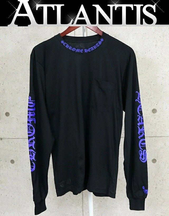 CHROME HEARTS 銀座店 クロムハーツ インボイス付き オールドイングリッシュ ネックロゴ ロンT 長袖 メンズ size XL 黒|青 100569