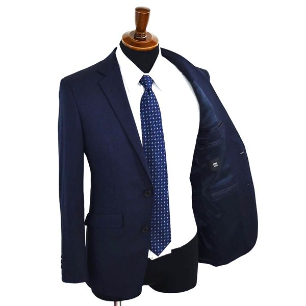 スーツセレクト 2つボタン シングルスーツ S Y4 ダークネイビー 千鳥格子 ノータック 袖口3釦 開き見せ BLRP2301 夏物 春夏 5XI003 メンズビジネス 202509