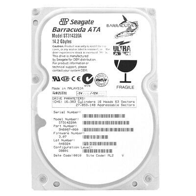 Seagate ST314220A 14.2GB 5400RPM 256Kb ATA 3，5'' Pollici