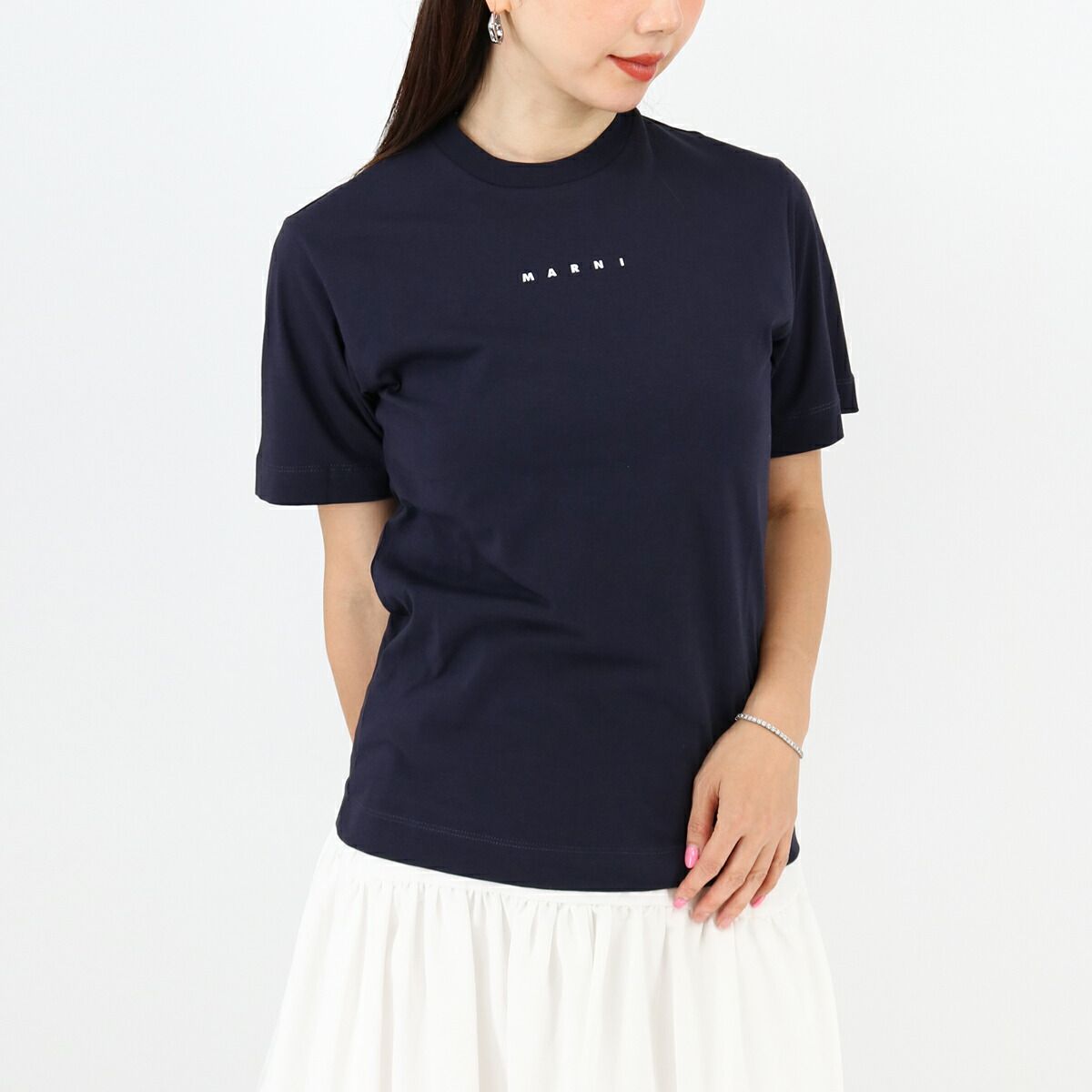MARNI キッズ ロゴ ネイビー Tシャツ MARNI マルニ Tシャツ KIDS マルニキッズ 大人も着用可能 M01466
