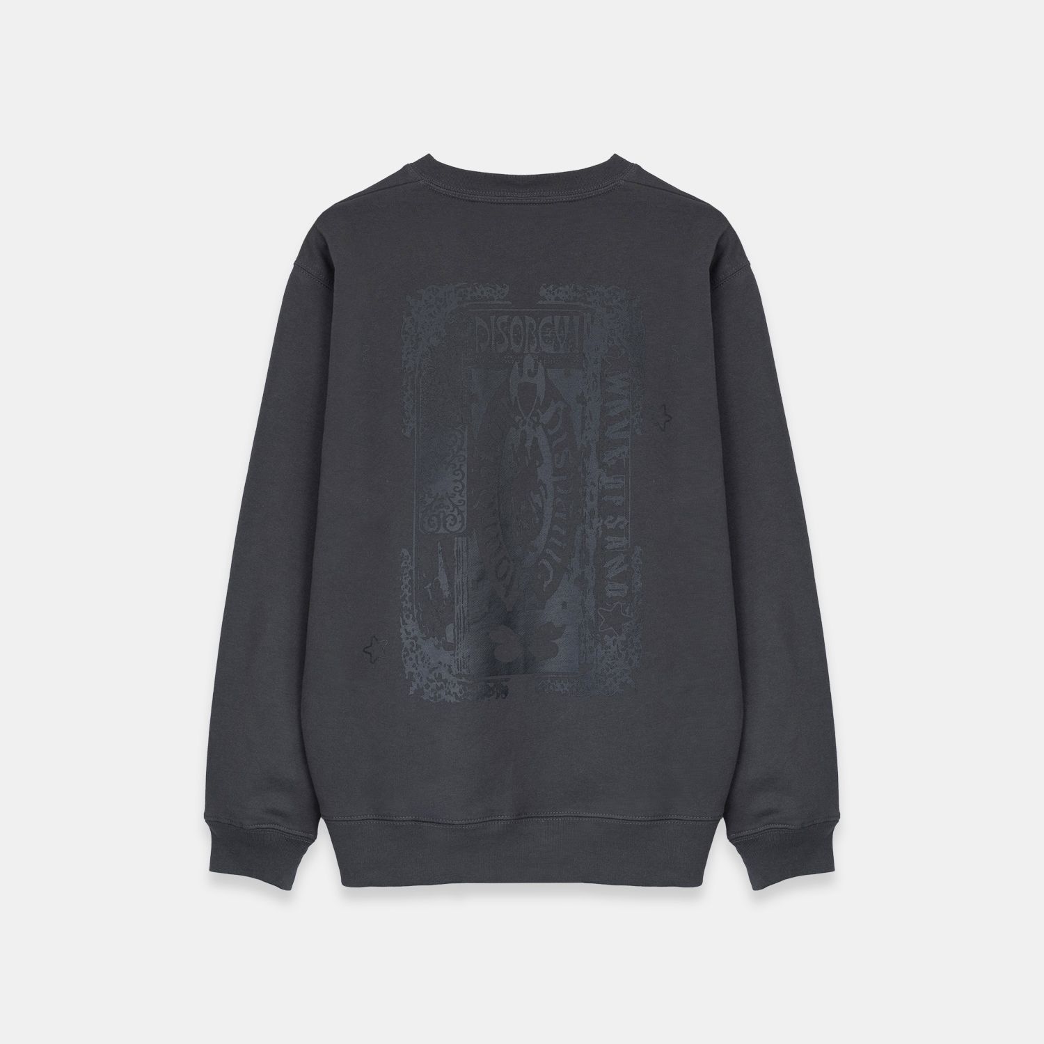 WAVE OF SAND | CL PRINT CREW NECK SWEAT TOP (CARBON) スウェットシャツ トレーナー クルーネック ロゴ グラフィック プリント トップス メンズ ブラック