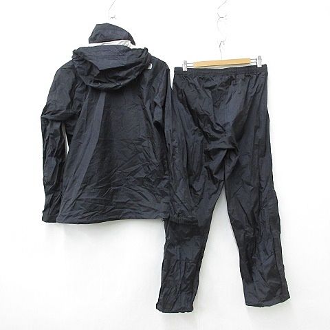 ザノースフェイス THE NORTH FACE レインウエア レインスーツ 上下セット ジャケット パンツ ジップアップ フード ナイロン 黒 ブラック L