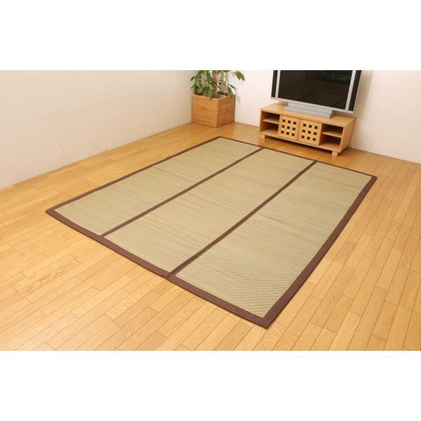 い草 ラグマット|絨毯 チップウレタン8mm入 約200×200cm 正方形 抗菌 防臭 ホットカーペット対応 〔リビング ダイニング〕 代引不可