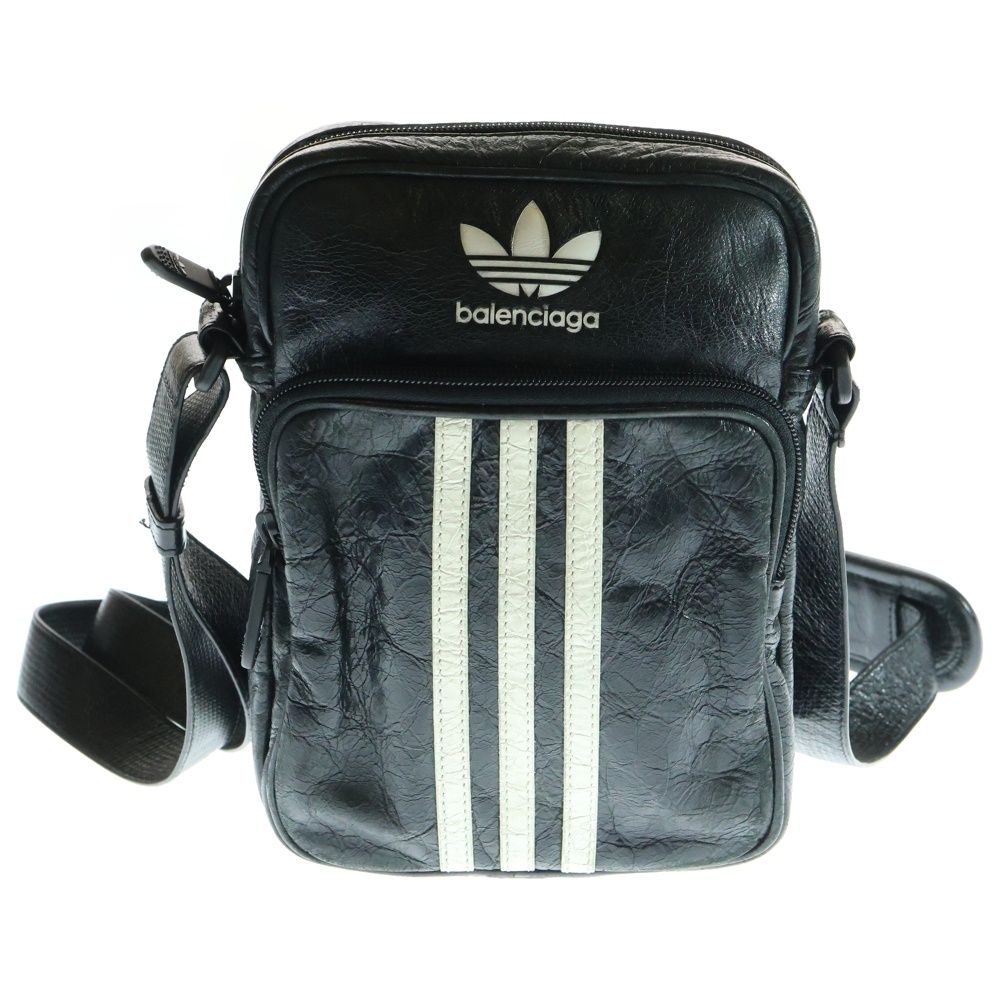 BALENCIAGA バレンシアガ ×adidas スリーラインスモールクロスボディレザーショルダーバッグ ブラック 720850