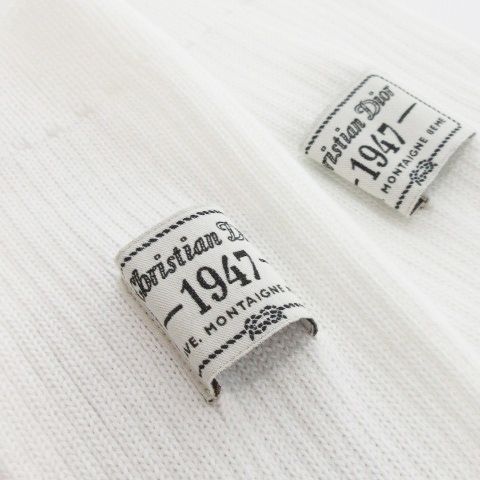クリスチャンディオール Christian Dior CD 1947 カプセル ソックス 靴下 ウーブンラベル リブ編み ロゴ S 25-26 cm 白 ホワイト MN 13 GY 99